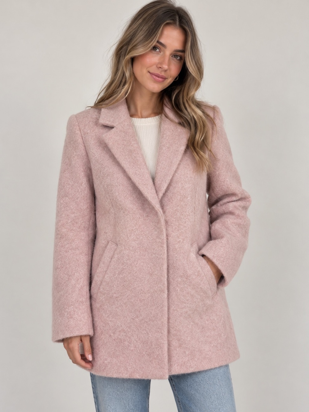 Forever 21 Vintage Blush Pink Wool Blend Coat Size Small Soft Girl Coquette